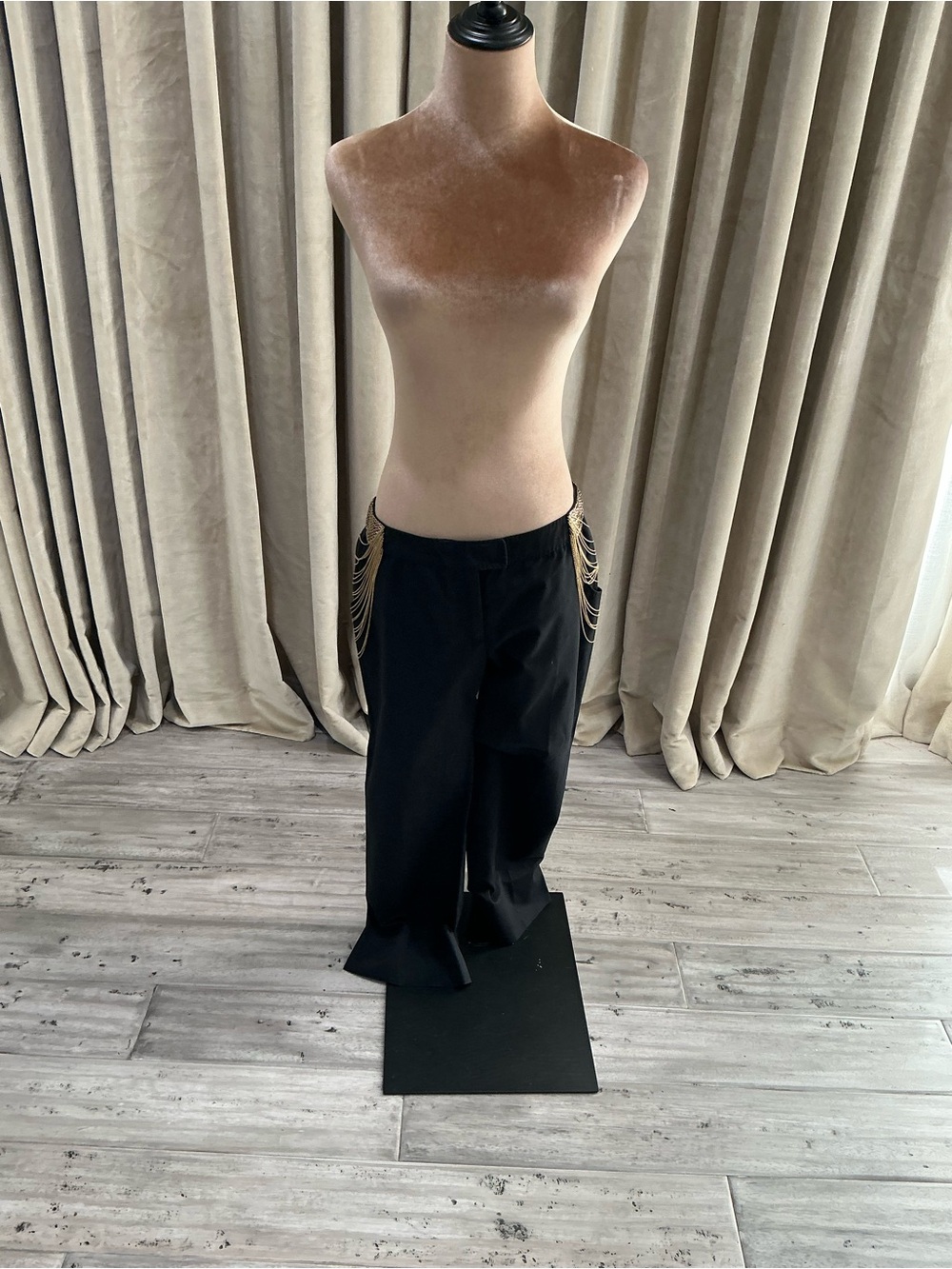 Stella McCartney Black Wide-Leg Men's Pants with Chain Trim